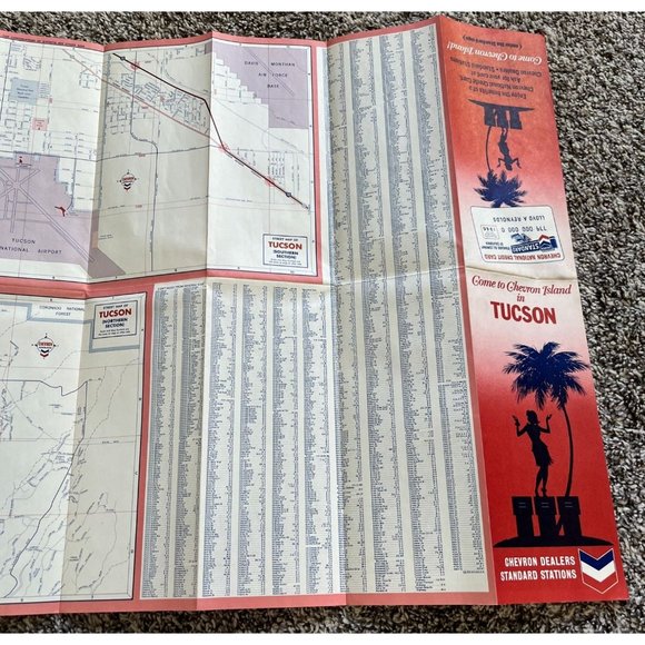 1969 Tucson Arizona Road Map Chevron Island Standard Stations Advertising - Picture 5 of 8